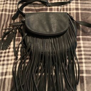 Aldo black fringe crossbody